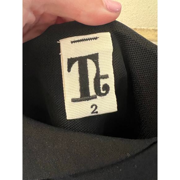 Tt Collection Black Cap Sleeve Knee Length Dress Sz 2 - Picture 3 of 3